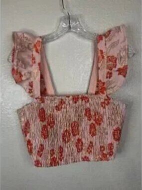 The Crowd Blush Pink Metallic Floral Top